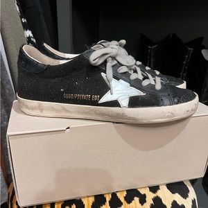 Golden Goose Superstar sneakers 38 black glitter private label leopard back
